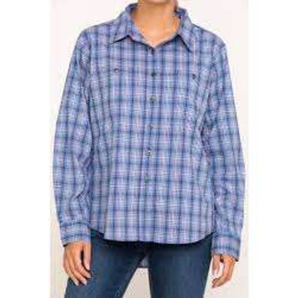 Wrangler Riggs Workwear Button Shirt Womens L Blue Plaid